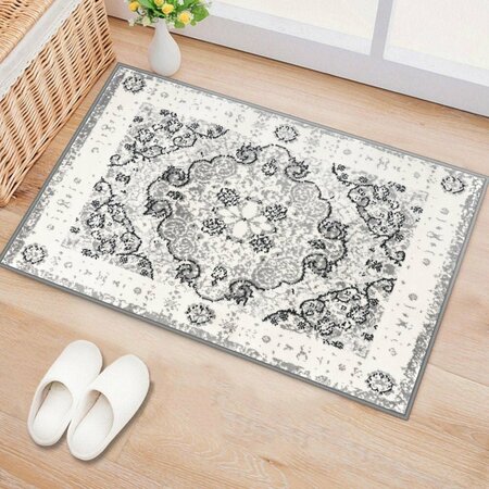 WORLD RUG GALLERY Traditional Medallion Area Rug 2' x 3' Gray MON830GRAY2X3